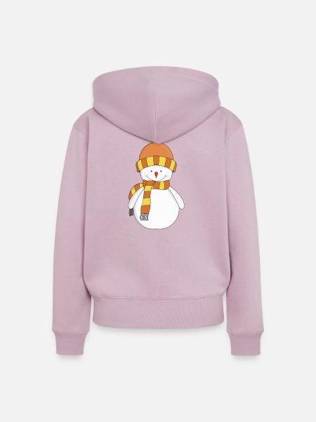 Frostiger Winterschneemann - Frauen Premium Bio Zip Hoodie - Altrosa