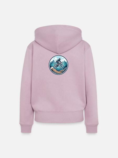 Bergabenteuer MTB Sticker - Frauen Premium Bio Zip Hoodie - Altrosa