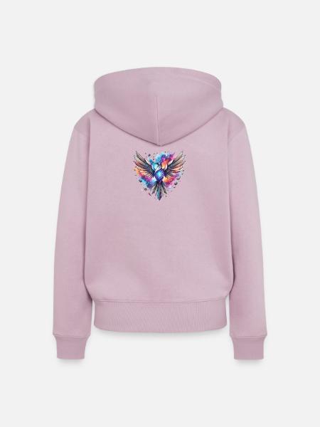 Kosmischer geometrischer Phönix - Frauen Premium Bio Zip Hoodie - Altrosa