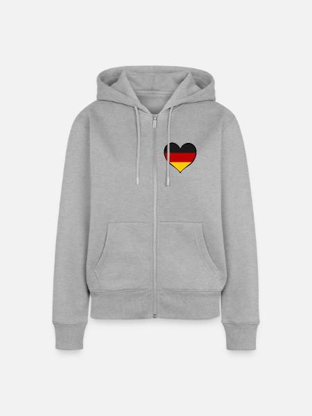 Deutschland Herz Flagge - Frauen Premium Bio Zip Hoodie - Grau meliert