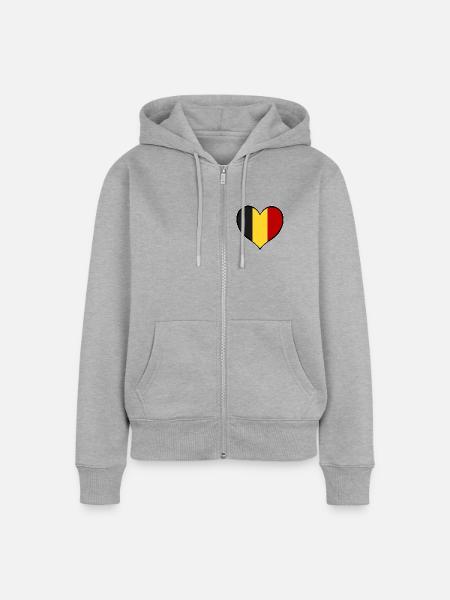 Belgien Herzflagge - Frauen Premium Bio Zip Hoodie - Grau meliert