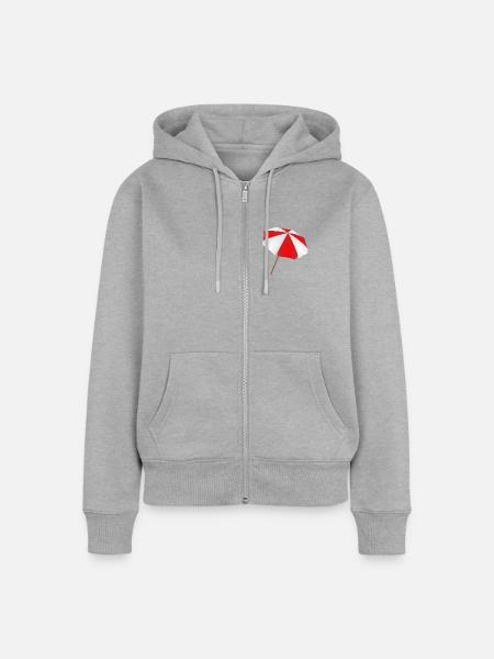 Roter Weißer Sonnenschirm - Frauen Premium Bio Zip Hoodie - Grau meliert