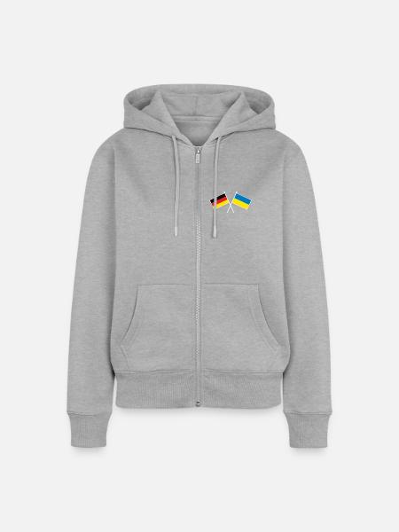 Germany x Ukraine Friendship Flags - Frauen Premium Bio Zip Hoodie - Grau meliert