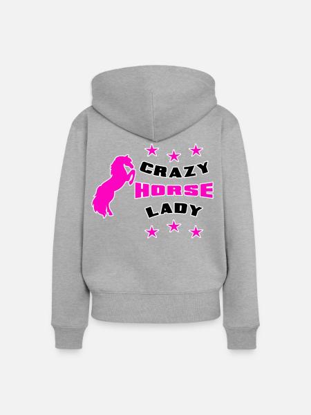 Crazy Horse Lady - Frauen Premium Bio Zip Hoodie - Grau meliert