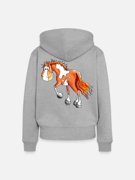 Knuffiger Pinto - Westernpferd - Frauen Premium Bio Zip Hoodie - Grau meliert