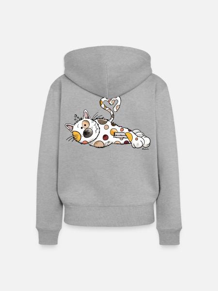 Katze Lilli - Frauen Premium Bio Zip Hoodie - Grau meliert