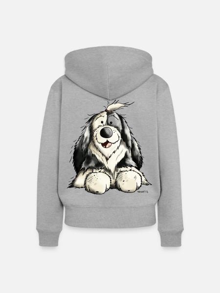 Süßer Bobtail - Frauen Premium Bio Zip Hoodie - Grau meliert