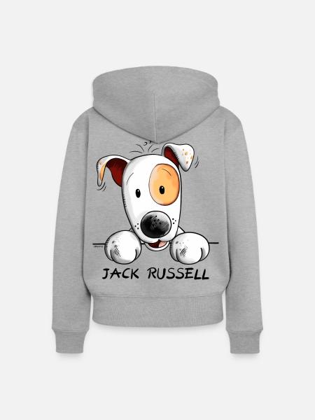 Neugieriger Jack Russell - Frauen Premium Bio Zip Hoodie - Grau meliert