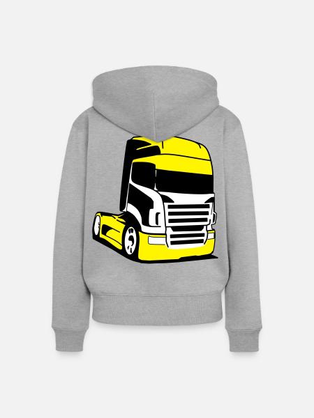 Gelber Lkw Pop-Art - Frauen Premium Bio Zip Hoodie - Grau meliert