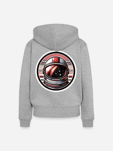 "Visier der Sterne" - Weltraumhelm-Abzeichen - Frauen Premium Bio Zip Hoodie - Grau meliert