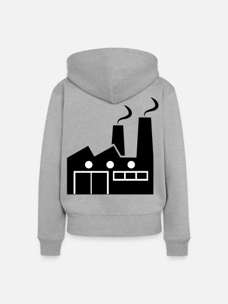 Abstrakte geometrische Linienkunst einer Fabrik - Frauen Premium Bio Zip Hoodie - Grau meliert