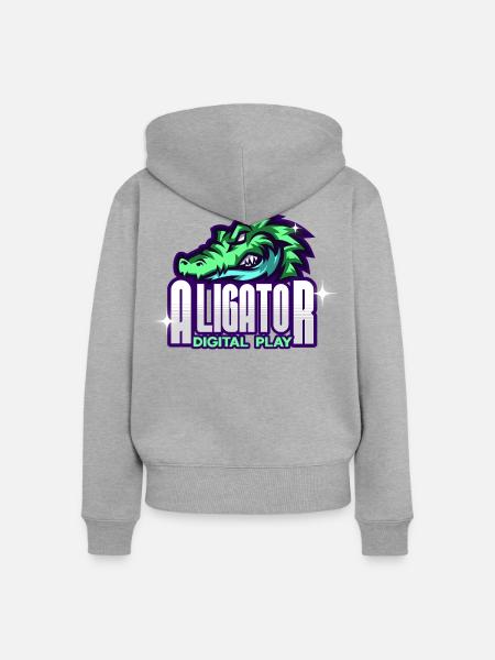 Alligator Digitale Kunst - Frauen Premium Bio Zip Hoodie - Grau meliert