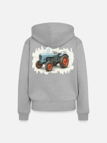 Königstraktor - Frauen Premium Bio Zip Hoodie - Grau meliert
