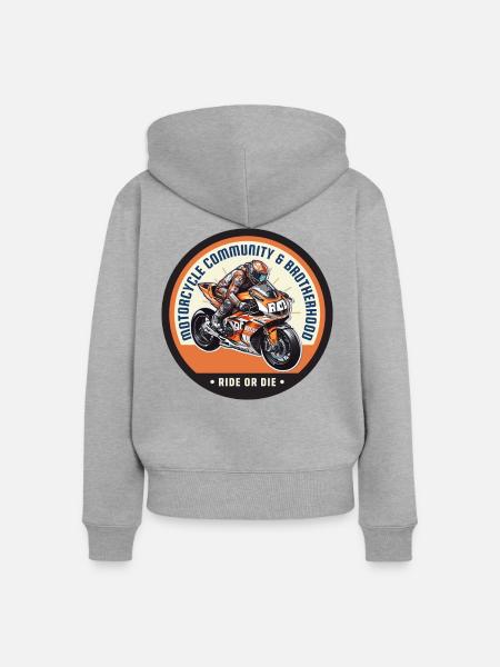 Biker-Community und Fraternität - Frauen Premium Bio Zip Hoodie - Grau meliert
