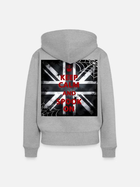 Keep Calm Spook Red - Frauen Premium Bio Zip Hoodie - Grau meliert