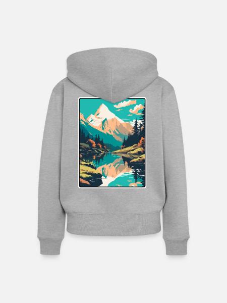 Silvretta Alps Schweiz Reiseplakat Stadtlandschaft - Frauen Premium Bio Zip Hoodie - Grau meliert