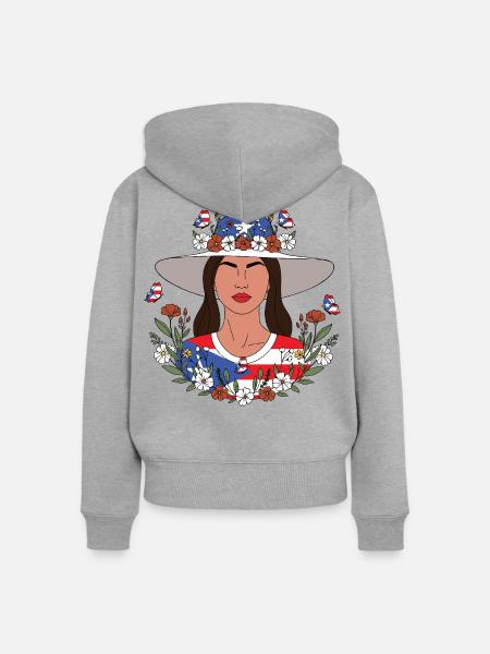 Wildblumen Puerto-Ricanisches Mädchen - Frauen Premium Bio Zip Hoodie - Grau meliert