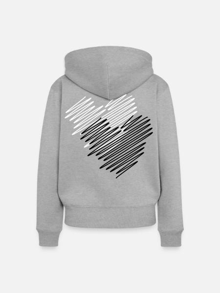 Zwei Herzen Scribble - Frauen Premium Bio Zip Hoodie - Grau meliert