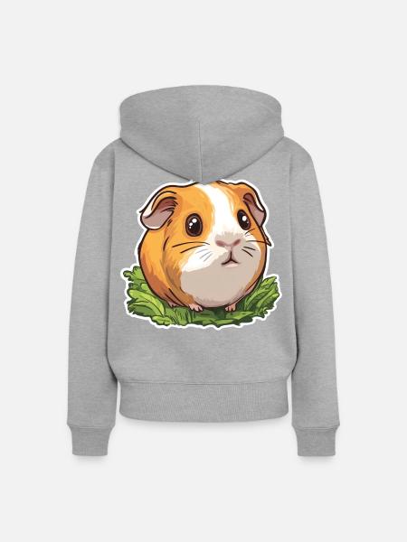 Meerschweinchen - Frauen Premium Bio Zip Hoodie - Grau meliert