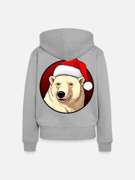 Eisbären Weihnachten - Frauen Premium Bio Zip Hoodie - Grau meliert