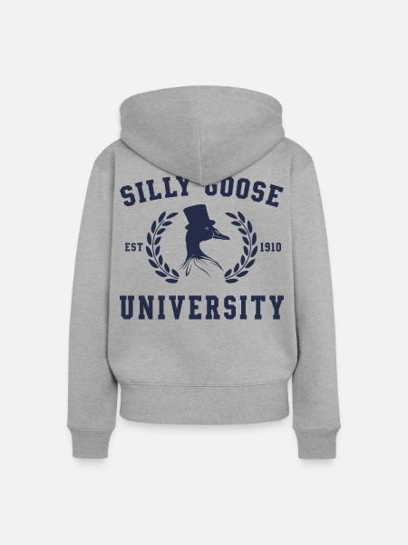 Goose University Wappen Tee - Frauen Premium Bio Zip Hoodie - Grau meliert