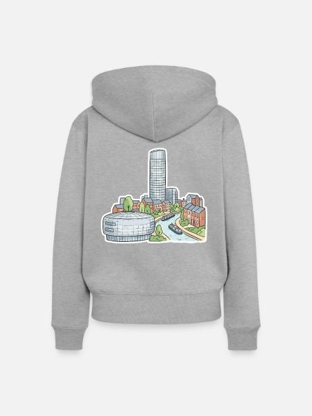 Birmingham Skyline Rotunde Stierkampfkanale Kunst - Frauen Premium Bio Zip Hoodie - Grau meliert