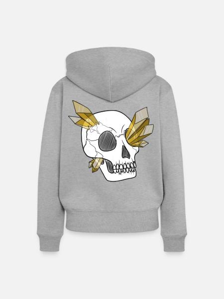 Kristallschädel - Mensch (von Leni Riosa) - Frauen Premium Bio Zip Hoodie - Grau meliert