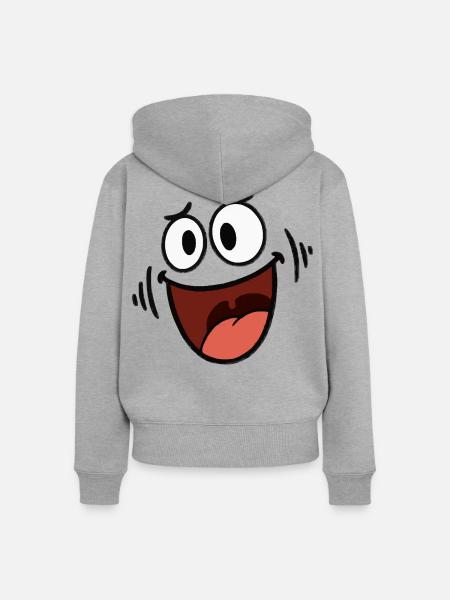 Fröhliches lachendes Gesicht - Frauen Premium Bio Zip Hoodie - Grau meliert