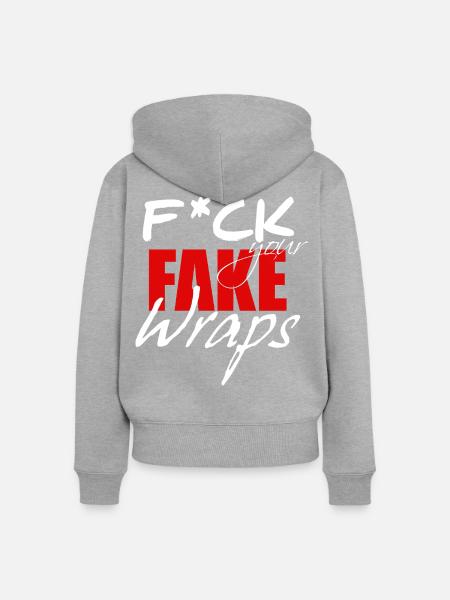 FUFW White - Frauen Premium Bio Zip Hoodie - Grau meliert