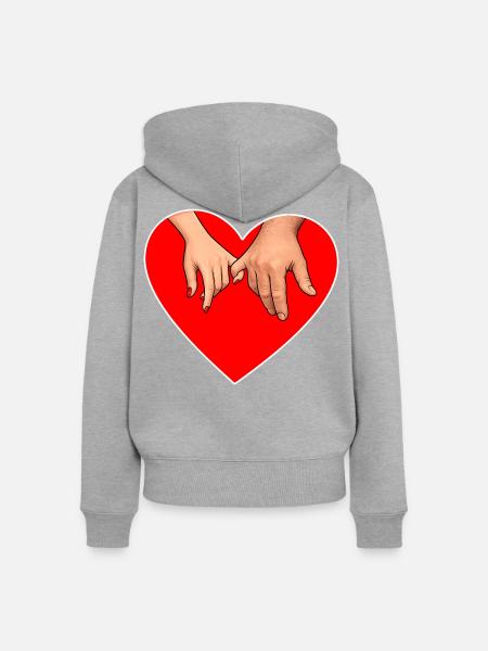 Händehalten Herz - Frauen Premium Bio Zip Hoodie - Grau meliert