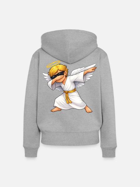 Dabbing Engel - Frauen Premium Bio Zip Hoodie - Grau meliert