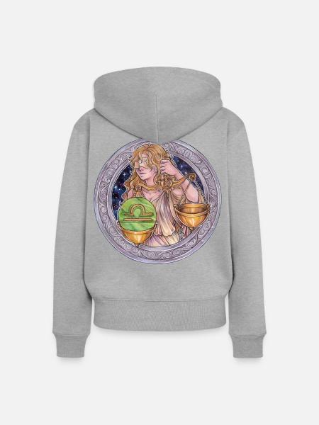 Zodiac Sign Sternzeichen Waage Libra Geschenk - Frauen Premium Bio Zip Hoodie - Grau meliert