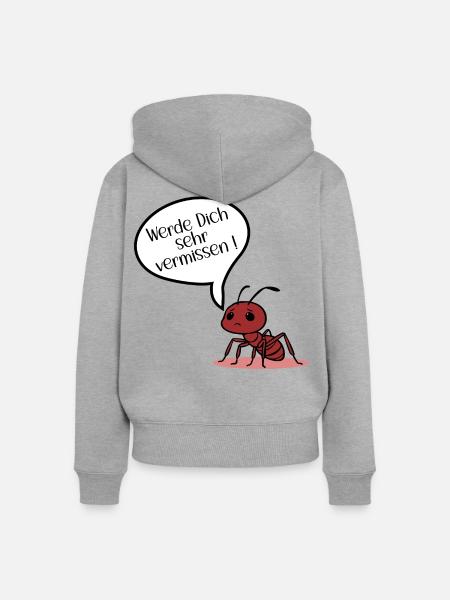 Abschied Ameise - Frauen Premium Bio Zip Hoodie - Grau meliert