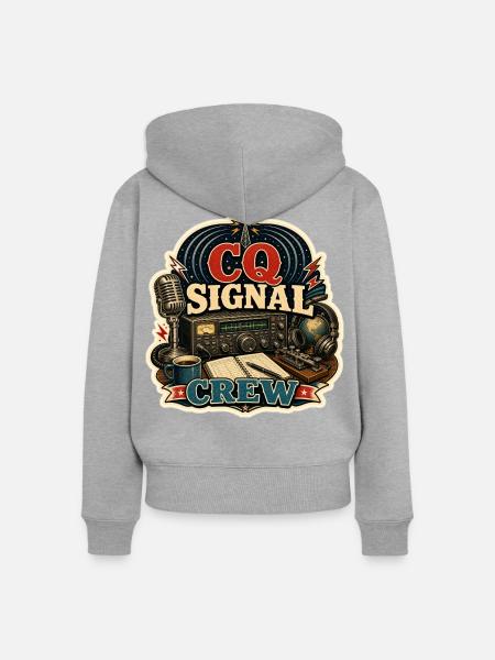 CQ SIGNAL CREW - Frauen Premium Bio Zip Hoodie - Grau meliert