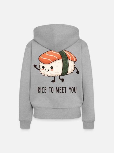 Rice To Meet You - Frauen Premium Bio Zip Hoodie - Grau meliert