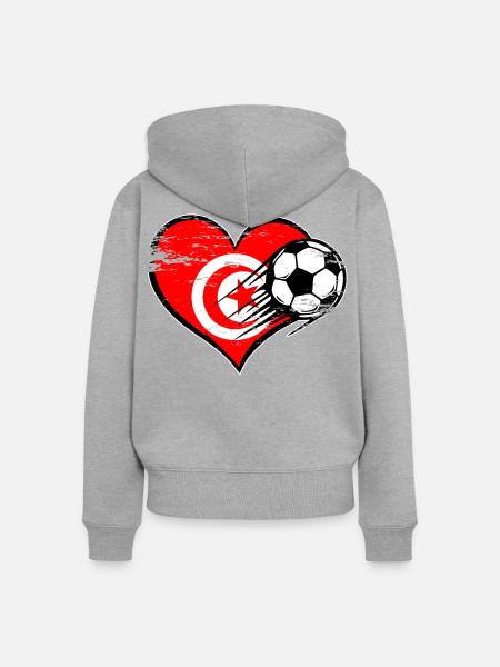 Tunesien-Flagge - Frauen Premium Bio Zip Hoodie - Grau meliert