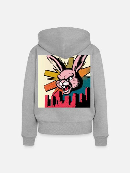 Evil Bunny Rampage - Frauen Premium Bio Zip Hoodie - Grau meliert