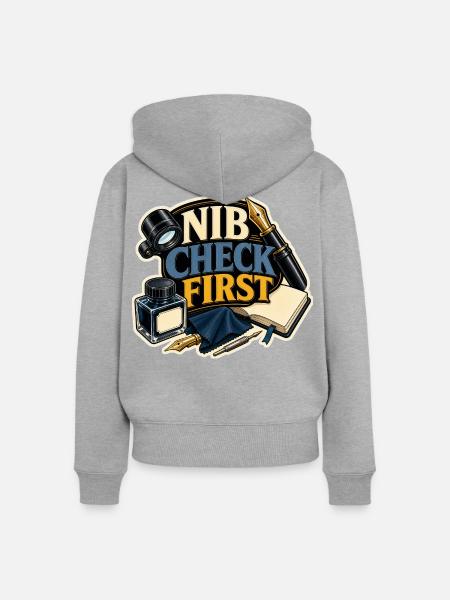 NIB CHECK FIRST - Frauen Premium Bio Zip Hoodie - Grau meliert