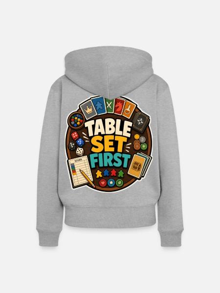 TABLE SET FIRST - Frauen Premium Bio Zip Hoodie - Grau meliert