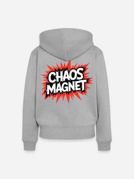 Chaos Magnet - Frauen Premium Bio Zip Hoodie - Grau meliert
