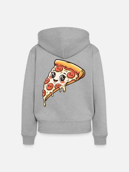 Pizza Slice - Frauen Premium Bio Zip Hoodie - Grau meliert