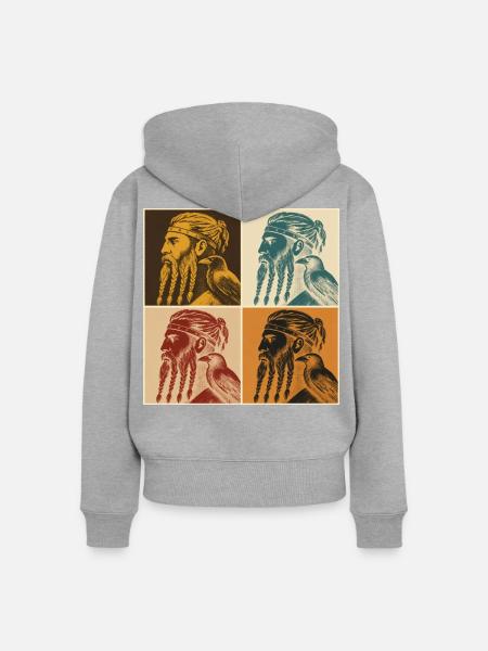 Viking Dreadpop Vierbild - Frauen Premium Bio Zip Hoodie - Grau meliert