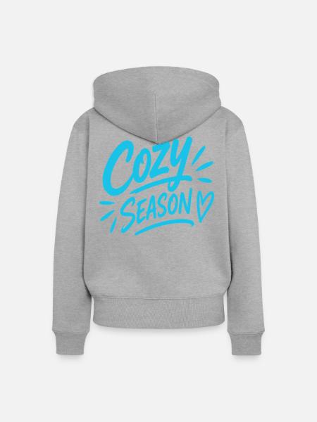 COZY SEASON - Frauen Premium Bio Zip Hoodie - Grau meliert