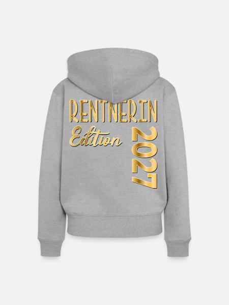 Rente 2027 Rentnerin - Frauen Premium Bio Zip Hoodie - Grau meliert