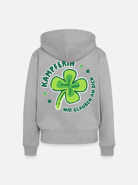 Kämpferin – Wir glauben an dich - Mutmacher - Frauen Premium Bio Zip Hoodie - Grau meliert