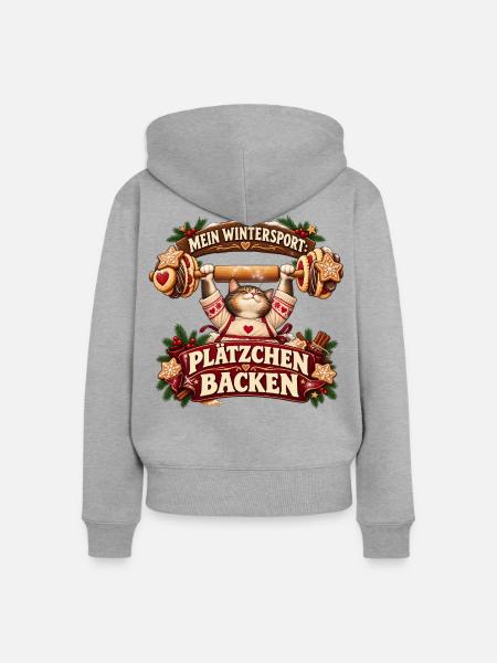 Plätzchen-Workout - Frauen Premium Bio Zip Hoodie - Grau meliert