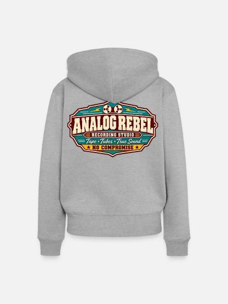 ROCK STAMP GESELLSCHAFT | Analog Rebel - Frauen Premium Bio Zip Hoodie - Grau meliert