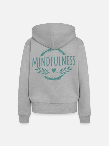 Mindfulness Achtsamkeit Selbstliebe Herzsymbol - Frauen Premium Bio Zip Hoodie - Grau meliert