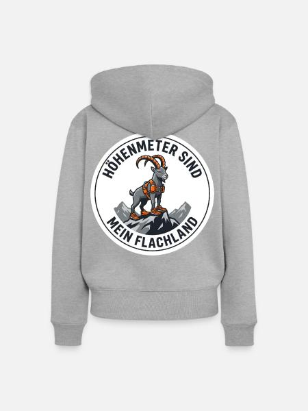 Trailrunning-Shirt Höhenmeter Steinbock - Frauen Premium Bio Zip Hoodie - Grau meliert