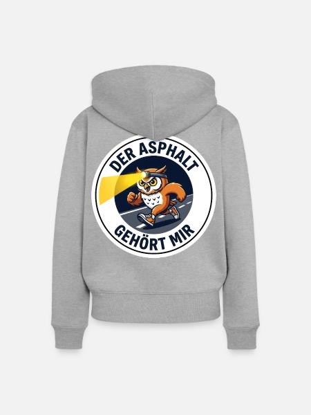 Frühaufsteher Läufer-Design Stirnlampe Eule - Frauen Premium Bio Zip Hoodie - Grau meliert